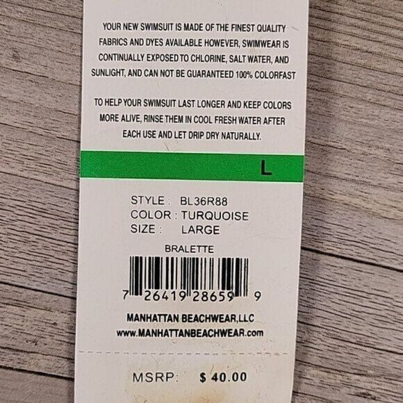 The Bikini Lab Turquoise Stars Bralette Bikini Top Sz L - Picture 8 of 9